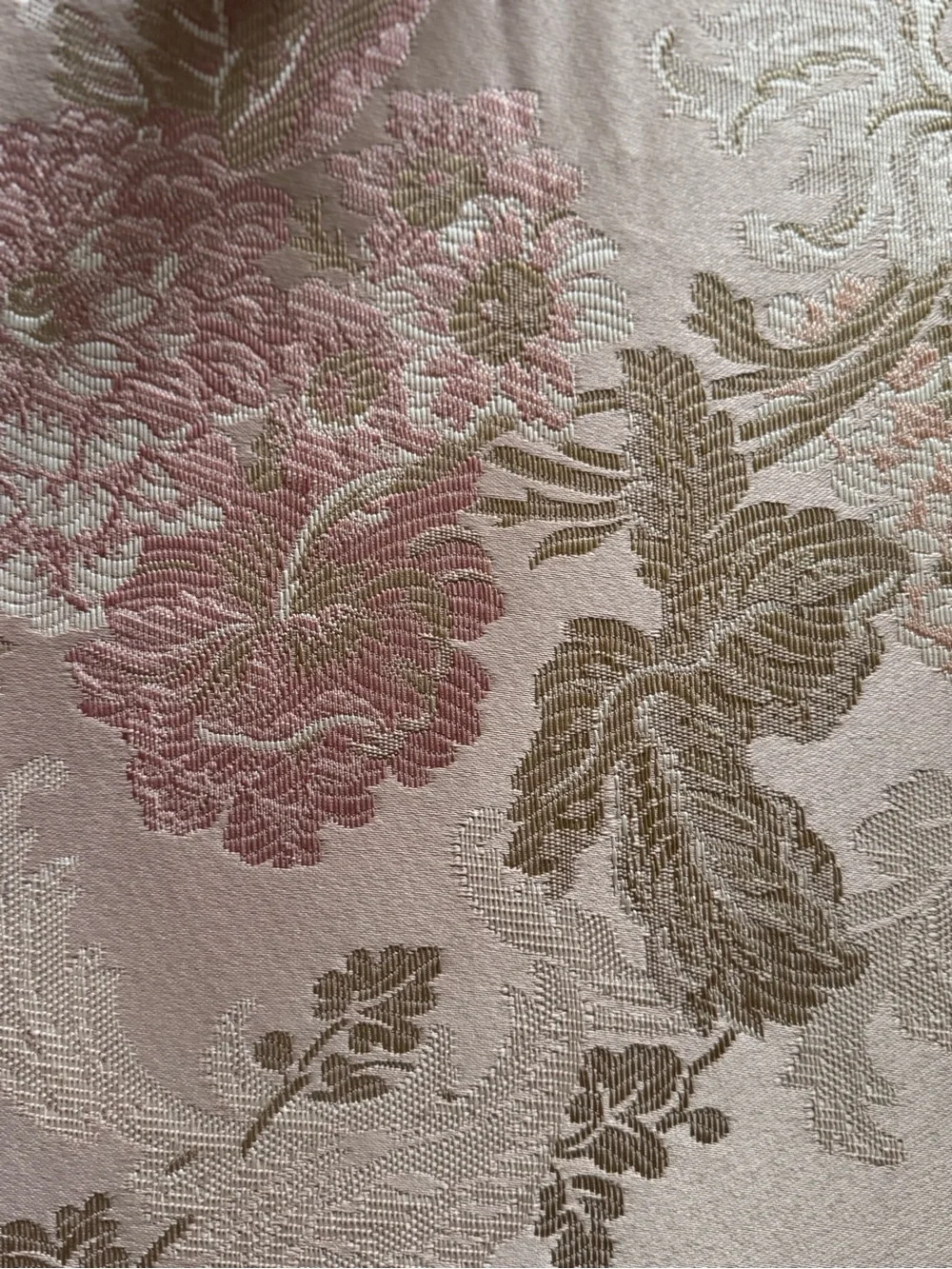 Vintage Floral Jacquard Tablecloth in Blush and Sage